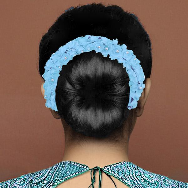 Tip Top Fashions Austrian Stone Blue Floral Hair Brooch - 1502299G