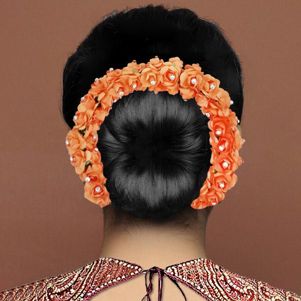 Tip Top Fashions Austrian Stone Orange Floral Hair Brooch - 1502299K