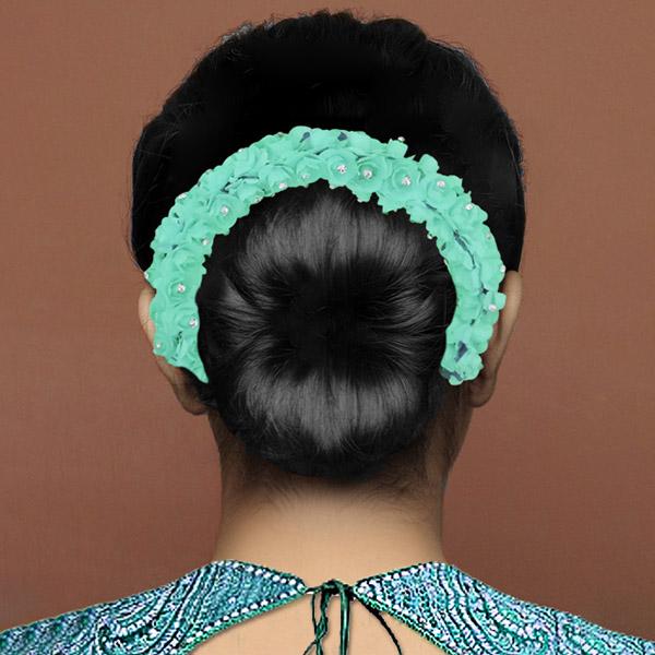 Tip Top Fashions Austrian Stone Green Floral Hair Brooch - 1502299L