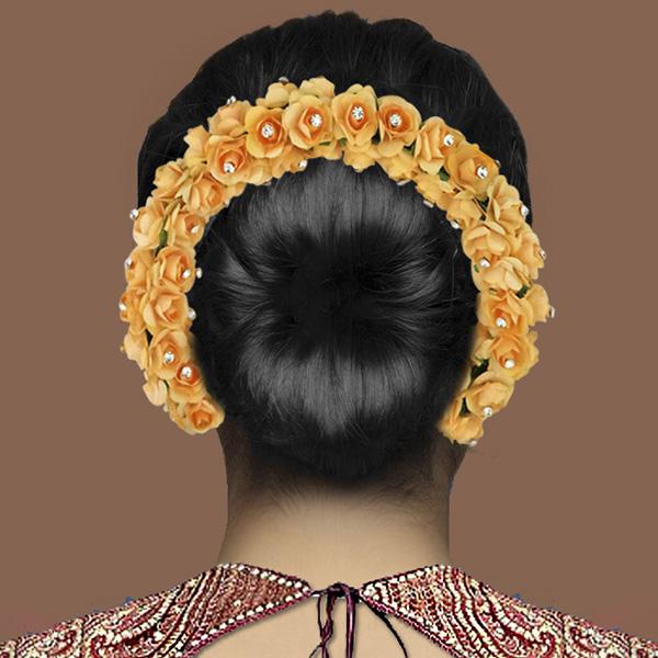 Tip Top Fashions Orange Floral Stone Hair Brooch - 1502299N