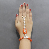 Apurva Pearls White Kundan Stone Gold Plated Hand Harness - 1502326D