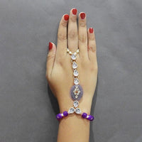 Tip Top Fashions White Kundan Stone Gold Plated Hand Harness - 1502326E