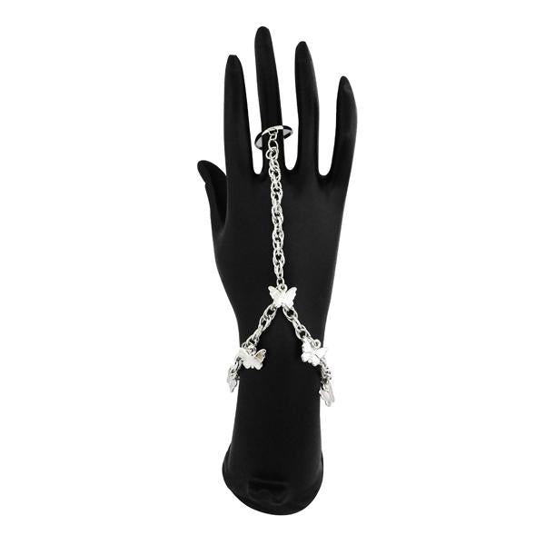 Apurva Pearls Silver Plated Butterfly Design Hand Harness - 1502349