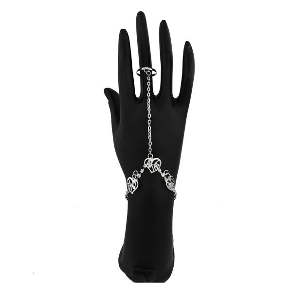 Apurva Pearls Heart Desig Silver Plated Hand Harness - 1502350