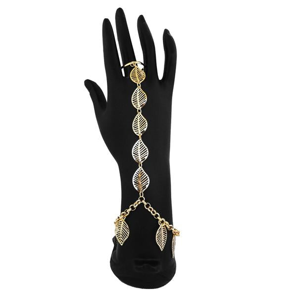 Apurva Pearls Gold Plated Leaf Design Hand Harness - 1502352