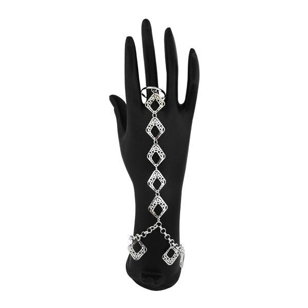 Apurva Pearls Zinc Alloy Silver Plated Hand Harness - 1502354