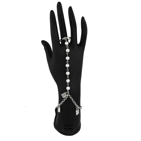 Apurva Pearls White Pearl Silver Plated Hand Harness - 1502361