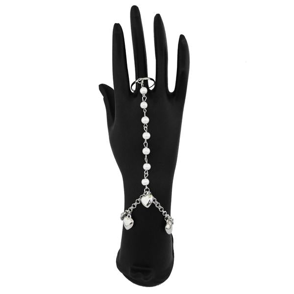 Apurva Pearls Heart Desig Silver Plated Hand Harness - 1502362