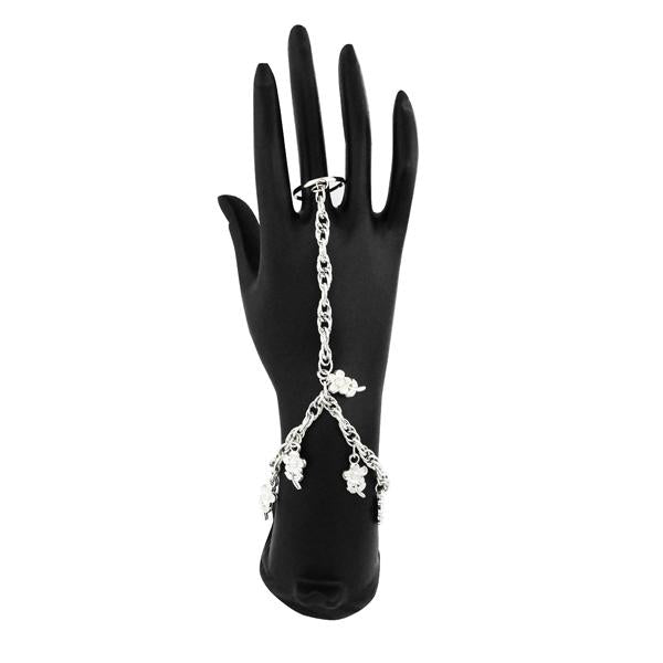 Apurva Pearls Zinc Alloy Silver Plated Hand Harness - 1502369