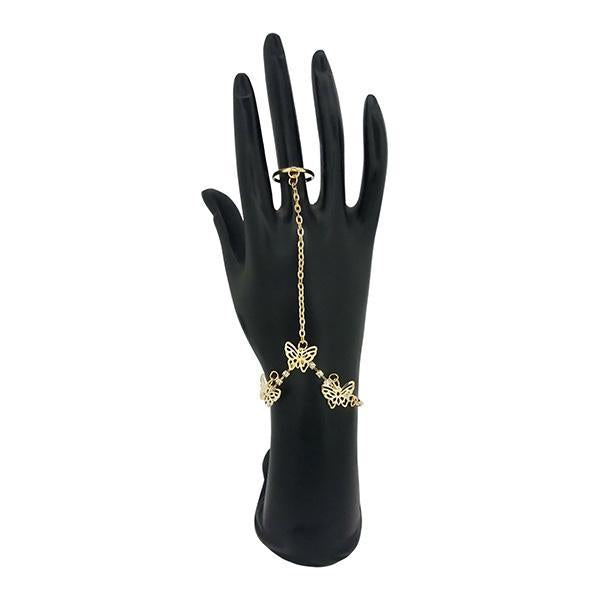 Kriaa Gold Plated Austrian Stone Butterfly Shape Hand Harness