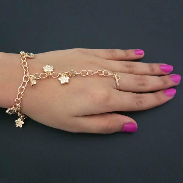 Urthn Gold Plated Floral Design Chain Hand Harness - 1502371