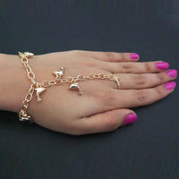 Urthn Dolphin Design Gold Plated Chain Hand Harness - 1502372