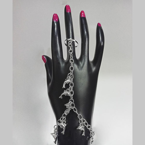 Kriaa Silver Plated Dolphin  Shape Hand Harness -1502372A