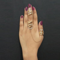 Urthn Austrian Stone Gold Plated Double Finger Ring - 1502377A