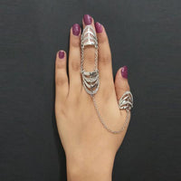 Urthn Silver Plated Austrian Stone Double Finger Ring - 1502377B