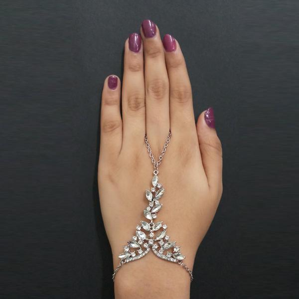 Urthn Silver Plated White Austrian Stone Hand Harness - 1502382B