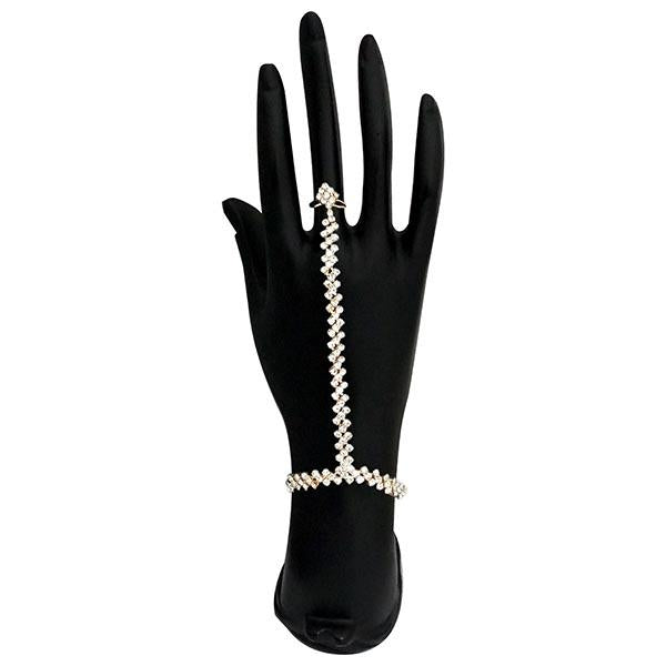 Tip Top Fashions Gold Plated White Austrian Stone Hand Harness - 1502387B