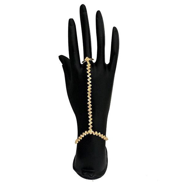 Tip Top Fashions Gold Plated Brown Austrian Stone Hand Harness - 1502389A