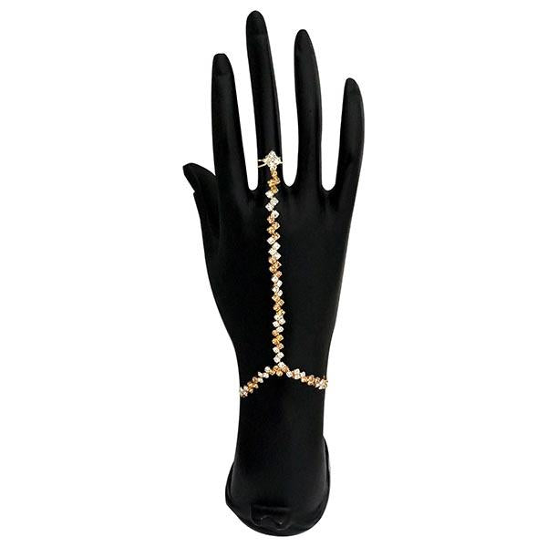 Eugenia White And Brown Austrian Stone Hand Harness - 1502389C