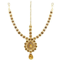 Soha Fashion Brown Austrian Stone Gold Plated Maang Tikka - 1502506B