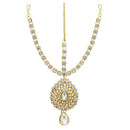 Soha Fashion Gold Plated White Austrian Stone Maang Tikka - 1502507A