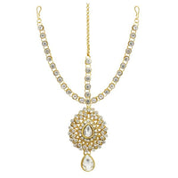 Soha Fashion Gold Plated White Austrian Stone Maang Tikka - 1502507A