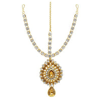 Soha Fashion Brown Austrian Stone Gold Plated Maang Tikka - 1502507C