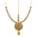 Soha Fashion Gold Plated Brown Austrian Stone Maang Tikka - 1502508B