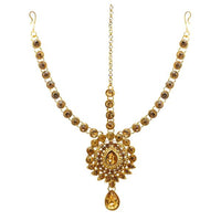 Soha Fashion Gold Plated Brown Austrian Stone Maang Tikka - 1502508B