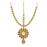 Soha Fashion Gold Plated Brown Austrian Stone Maang Tikka - 1502509B