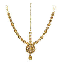 Soha Fashion Gold Plated Brown Austrian Stone Maang Tikka - 1502510B