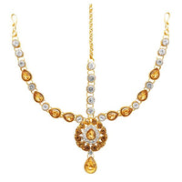 Soha Fashion Brown Austrian Stone Gold Plated Maang Tikka - 1502510C