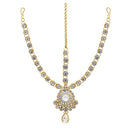 Soha Fashion Gold Plated White Austrian Stone Maang Tikka - 1502511A