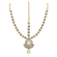 Soha Fashion Gold Plated White Austrian Stone Maang Tikka - 1502511A