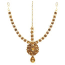 Soha Fashion Gold Plated Brown Austrian Stone Maang Tikka - 1502513A