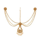 Apurva Pearls Brown Stone Hair Brooch With Maang Tikka - 1502514B