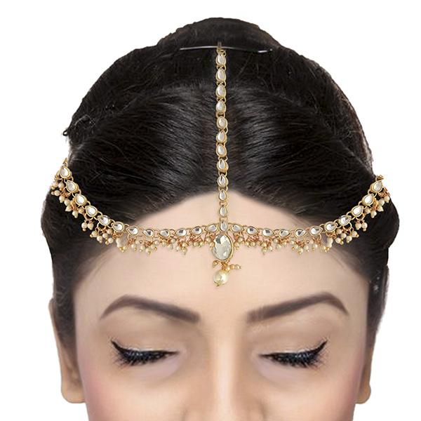 Tip Top Fashions Brown Kundan Austrian Stone Maang Tikka - 1502522