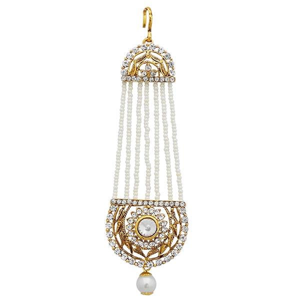 Tip Top Fashions Gold Plated White Stone Pearl Pasa - 1502609B