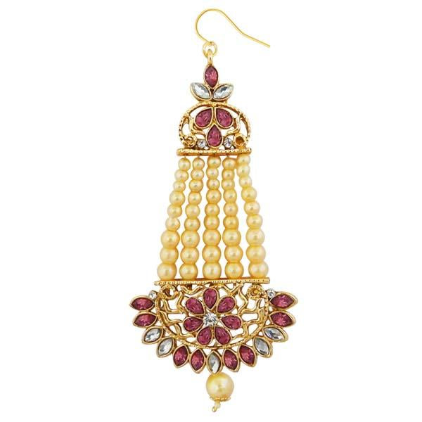 Kriaa Gold Plated Purple Kundan And Stone Pasa - 1502619D