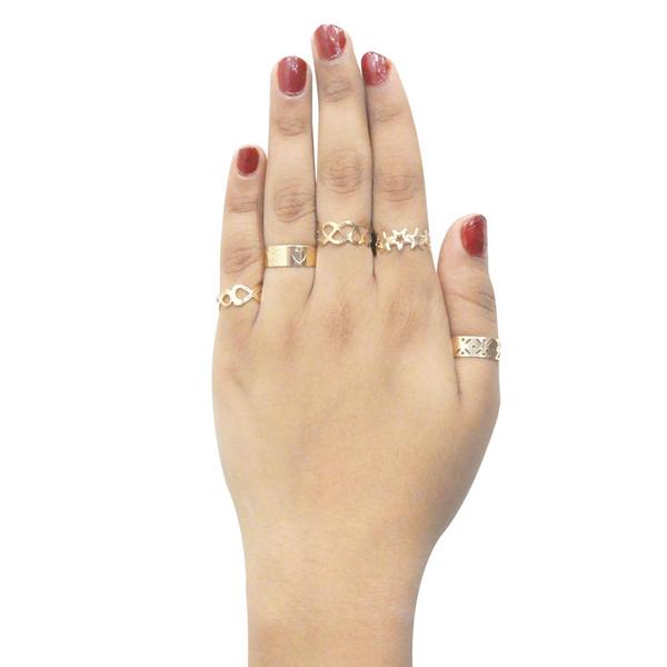 Urthn Gold Plated Five Finger Ring Set - 1502907