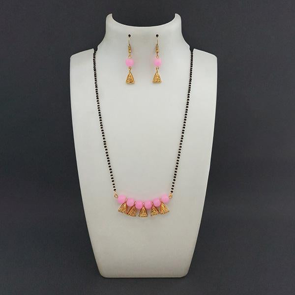 Kriaa Pink Beads Pearl Mangalsutra - 1503014D