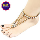 Apurva Pearls Glass Stone And Pearl Chain Single Anklet - 1503107