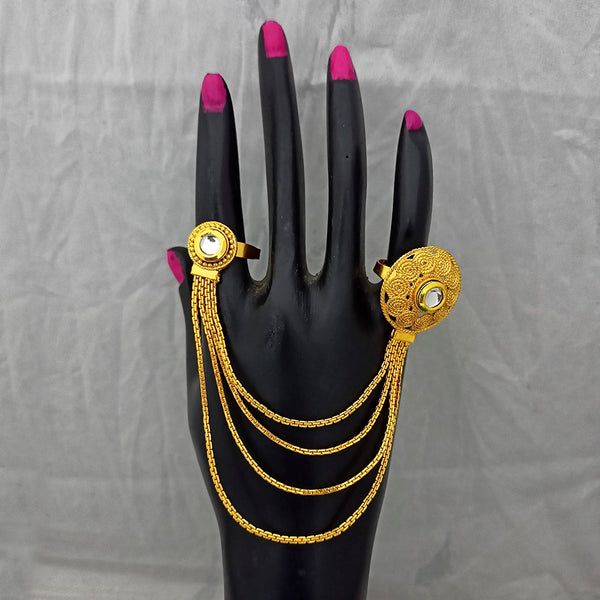 Kriaa Kundan Stone  Chain Double Finger Ring