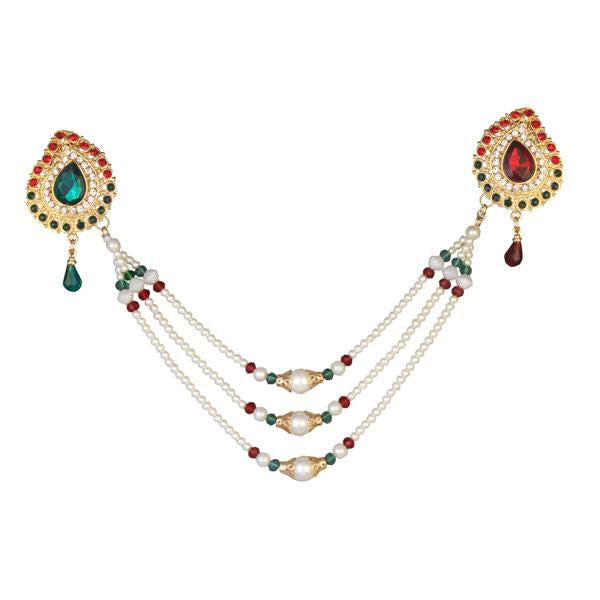 Tip Top Fashions Austrian Stone Pearl Chain Kamarband - 1503418