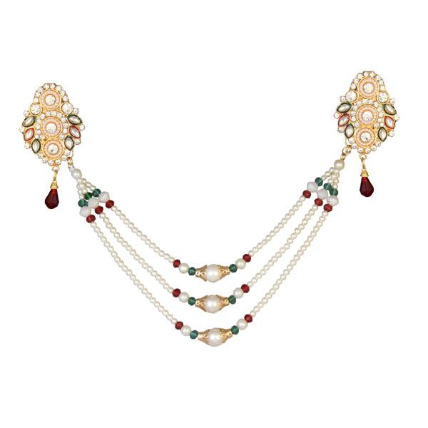 Soha Fashion Kundan Austrian Stone Pearl Chain Kamarband - 1503422