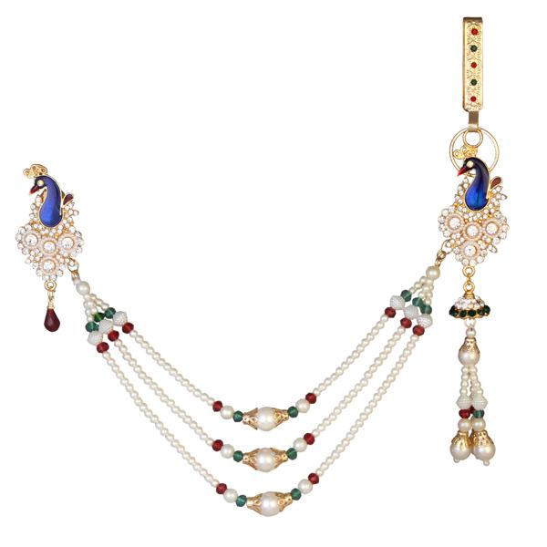 Soha Fashion Austrian Stone Peacock Pearl Chain Kamarband - 1503424