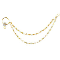 Apurva Pearls  Gold Plated Pearl Chain Nose Ring - 1503503