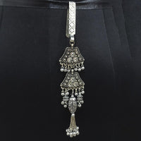 Jeweljunk Oxidised Plated White Austrian Stone  Challa -1503802