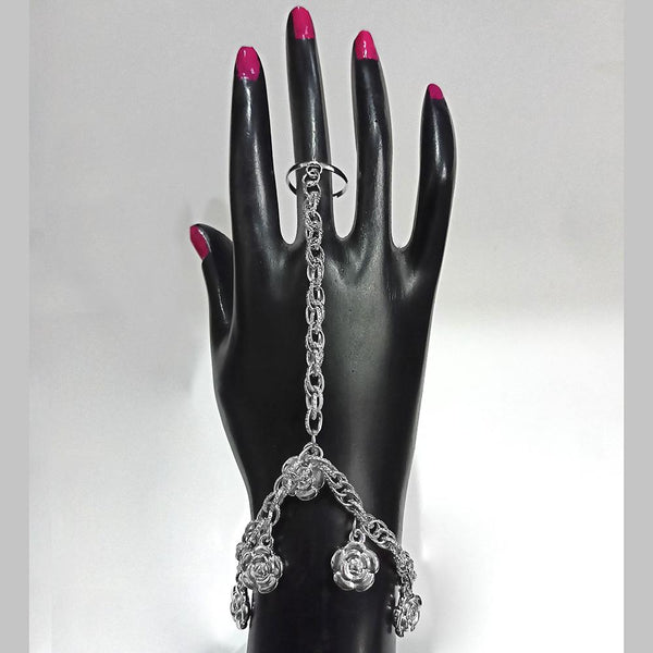 Kriaa Silver Plated Floral Desgin Hand Harness -1504047A