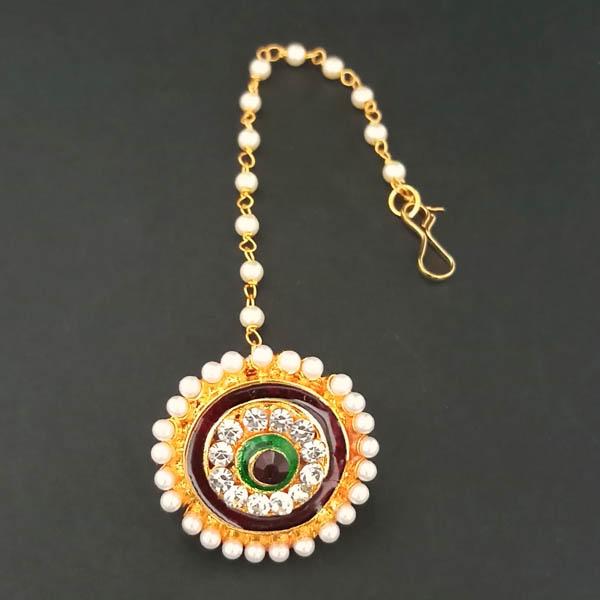 Apurva Pearls Stone And Pearl Borla Maang Tikka - 1504113